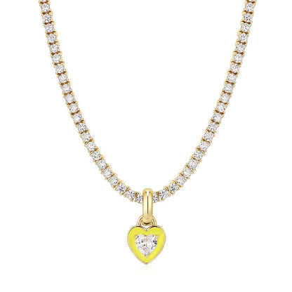 Collier Tennis Cœur Jaune