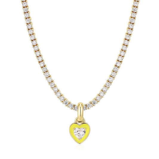 Collier Tennis Cœur Jaune
