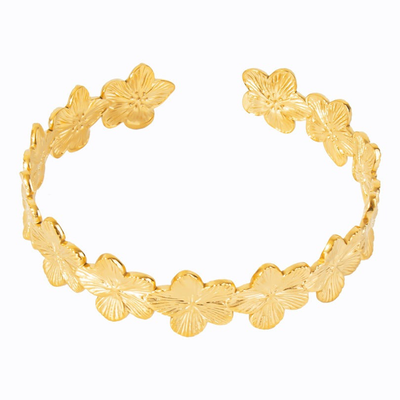 Bracelet à ouverture réglable motif fleur