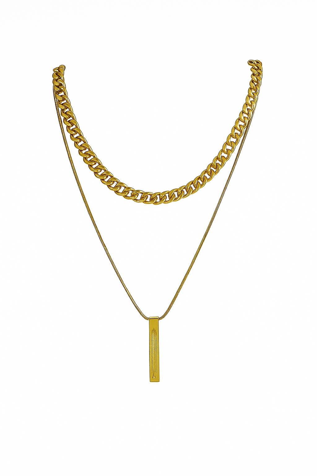 Collier Double Chaîne plume