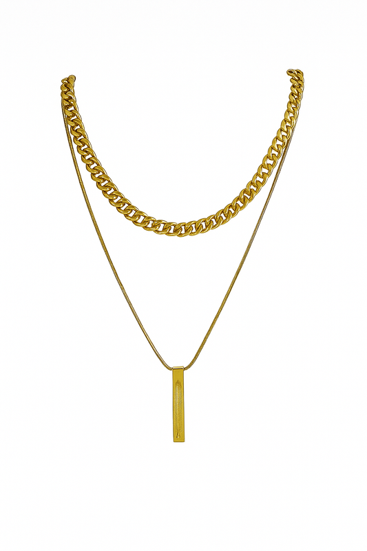 Collier Double Chaîne plume