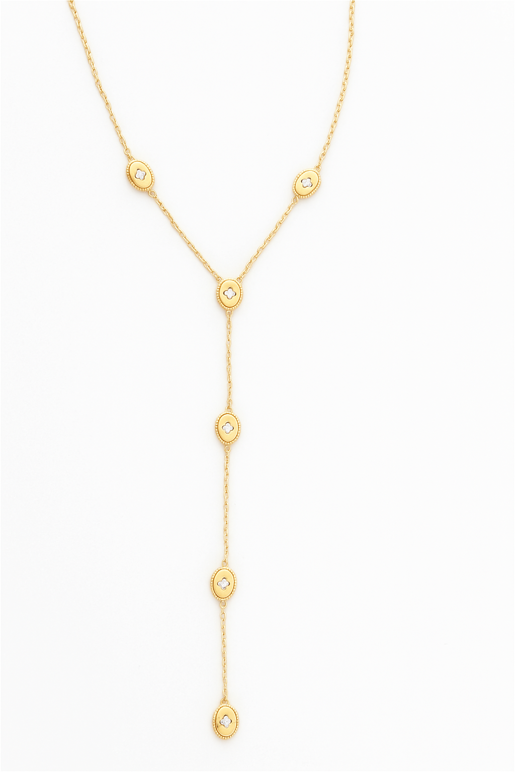 Collier Y à médaillons sertis