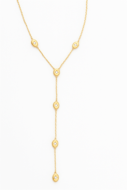 Collier Y à médaillons sertis