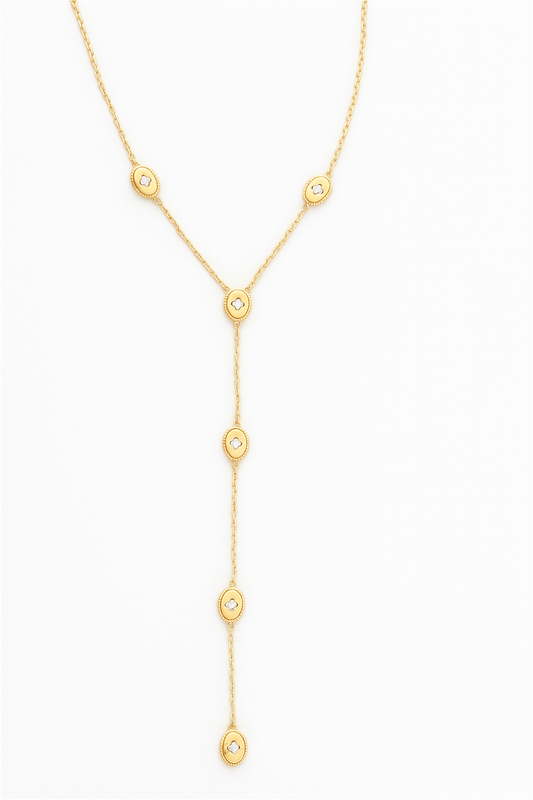 Collier Y à médaillons sertis