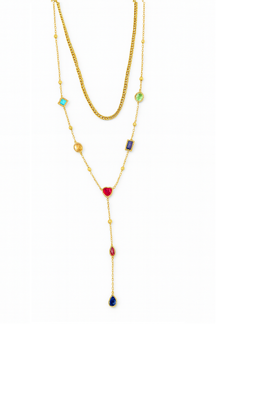 Collier Y Multirangs Pierre Coloré