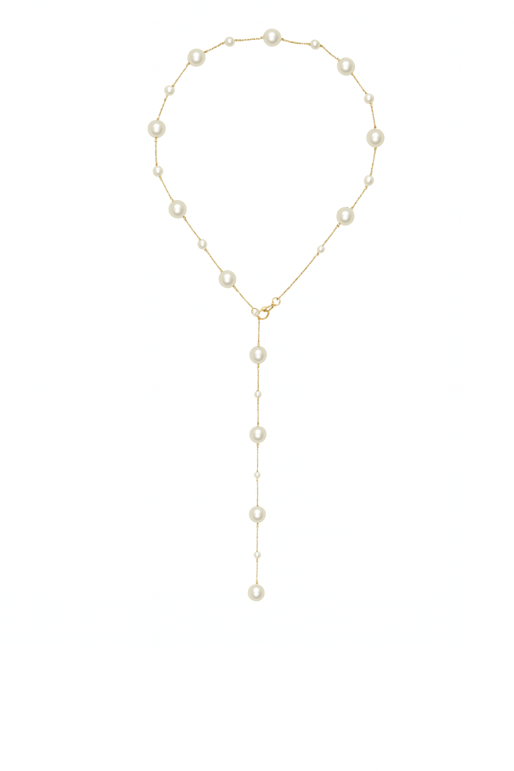 Collier Y perles blanches