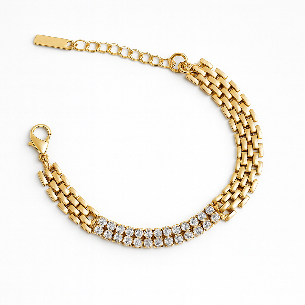 Bracelet Maillage Royal & Éclat Cristallin