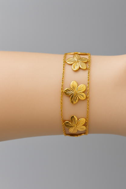 Bracelet Fleur d’Or gravées