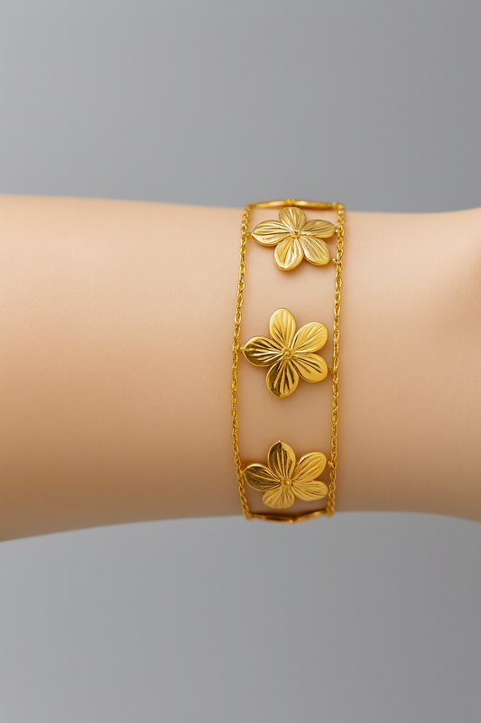 Bracelet Fleur d’Or gravées