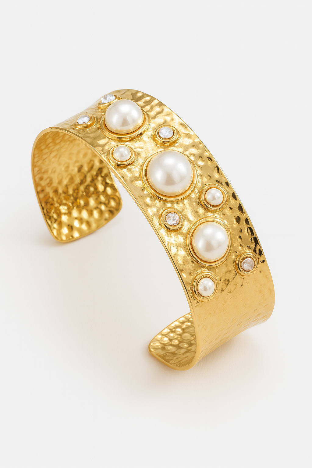 Bracelet Manchette avec Perle Blanche