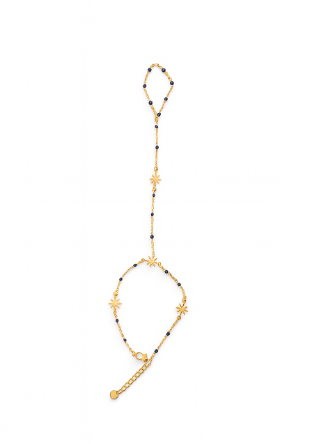 Bracelet Chaîne de main perles noires