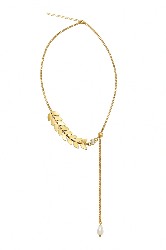 Collier à feuilles et perle