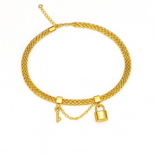 Collier Choker cadenas & clé