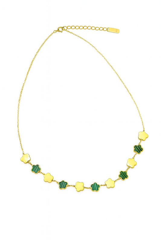 Collier Choker trèfles bicolores