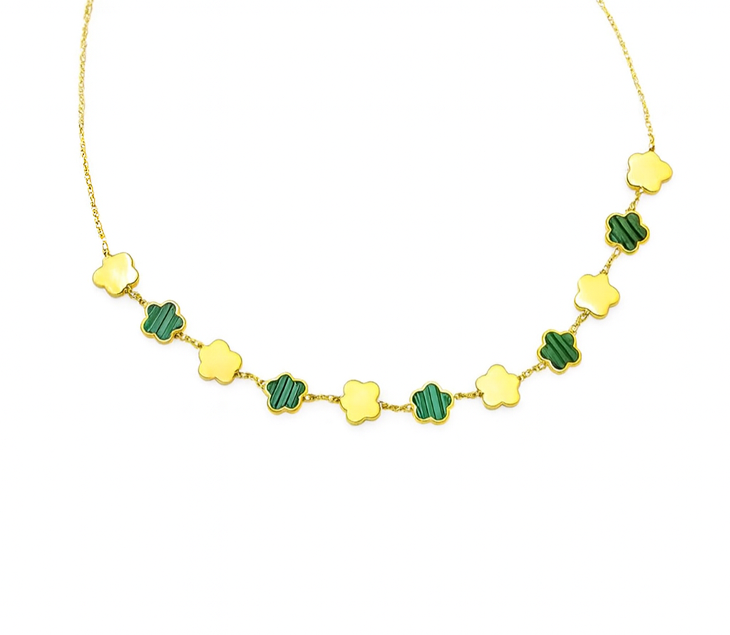 Collier Choker trèfles bicolores