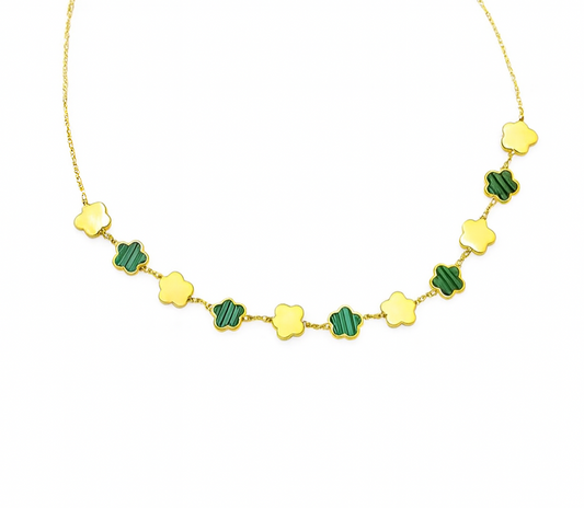 Collier Choker trèfles bicolores