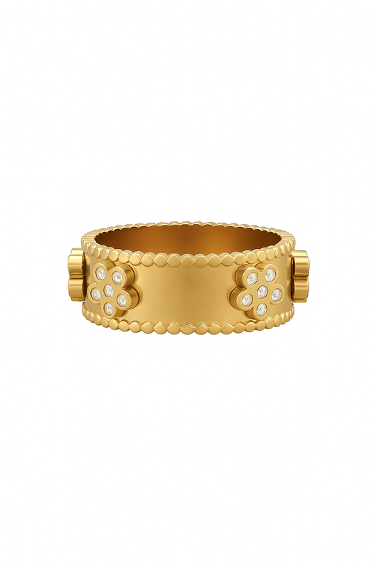 Bague cinq feuilles strass