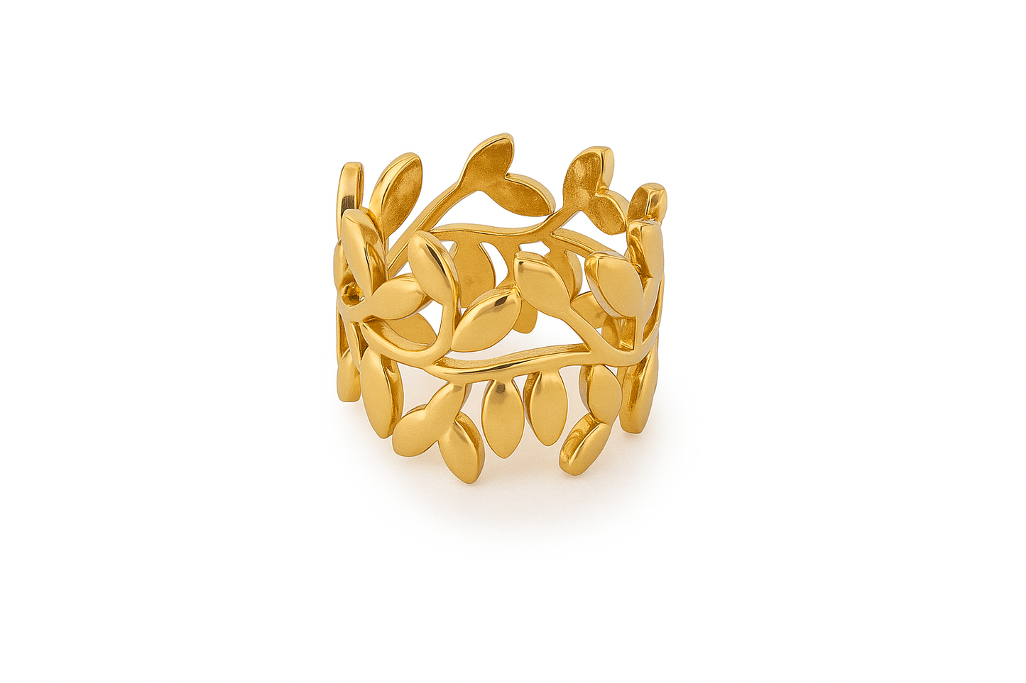Bague feuillage dorée