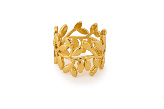 Bague feuillage dorée