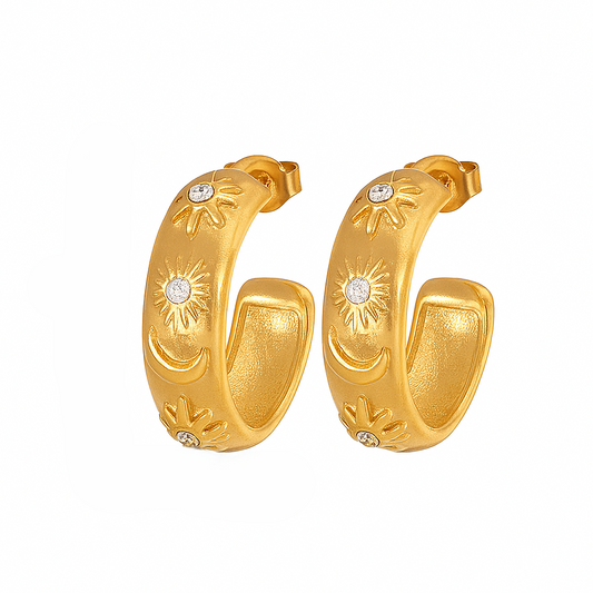 Boucles d’Oreilles créoles Lune Dorée