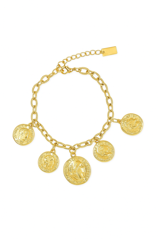 Bracelet breloques pièces anciennes