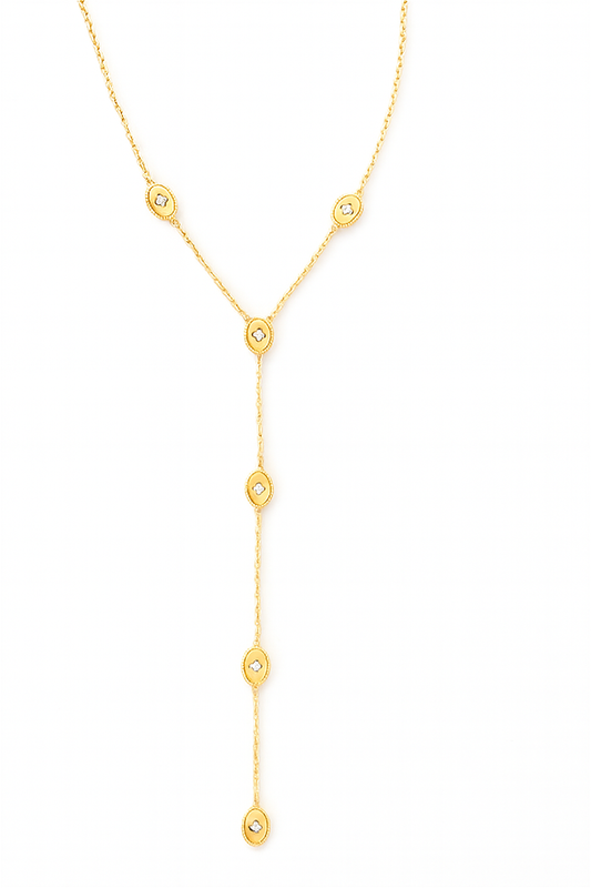 Gold Y Necklace – Stainless Steel Crystal Stones