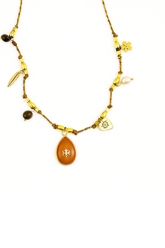 Collier Bohème et Pierre Ambre