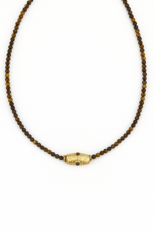 Collier Choker perles œil-de-tigre