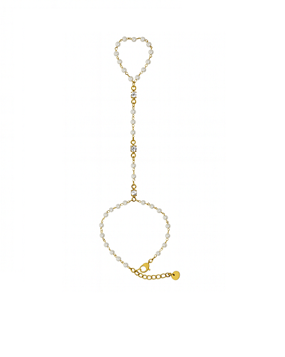 Bracelet chaine de main perles blanches