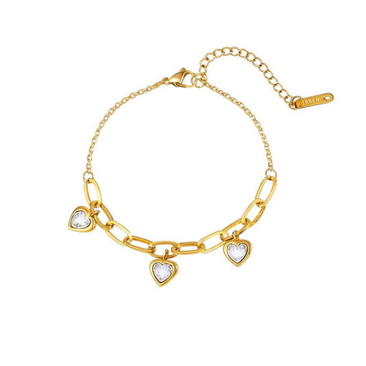 Pulsera con dije de corazón - Chapada en oro de 18 quilates