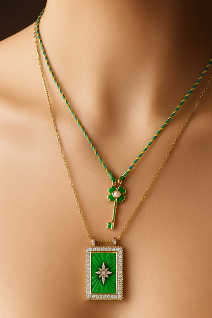 Collier Trèfle Porte-Bonheur & Clé
