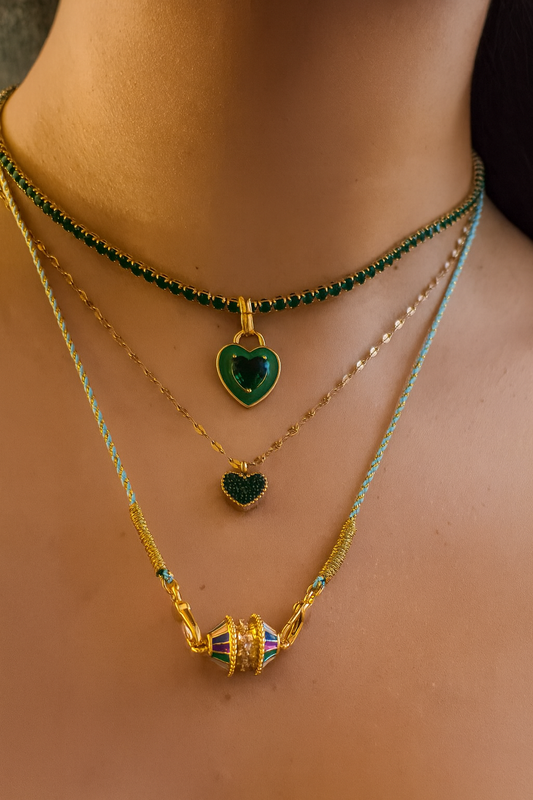 Collier Tennis Cœur Vert