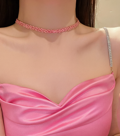 Collier ras-du-cou Rose Crystal Shine