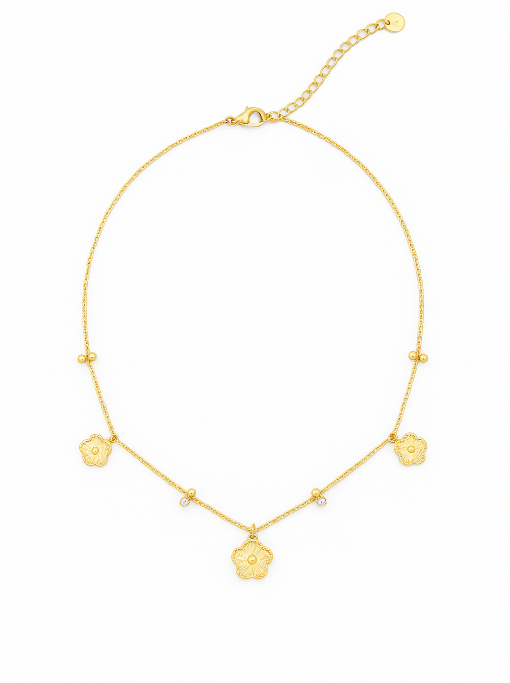 Collier doré fleurs et zircons