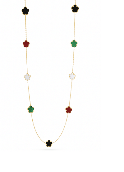 Collier Sautoir Trèfles Multicolores