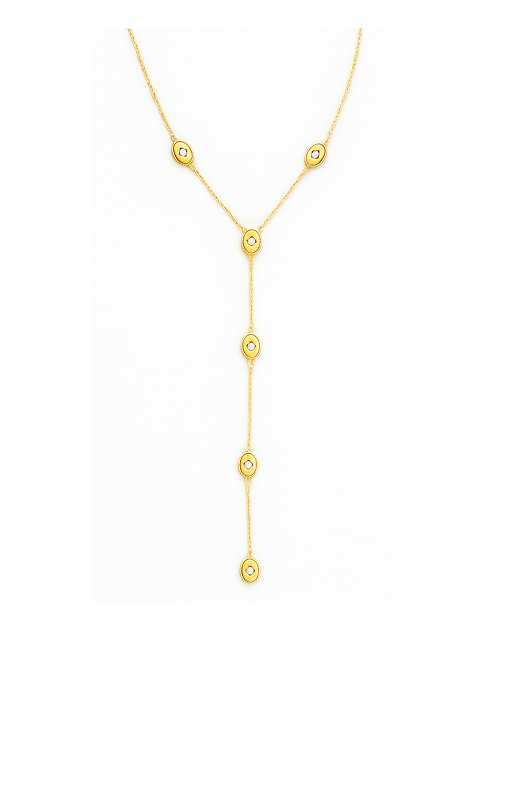 Collier Y à médaillons sertis