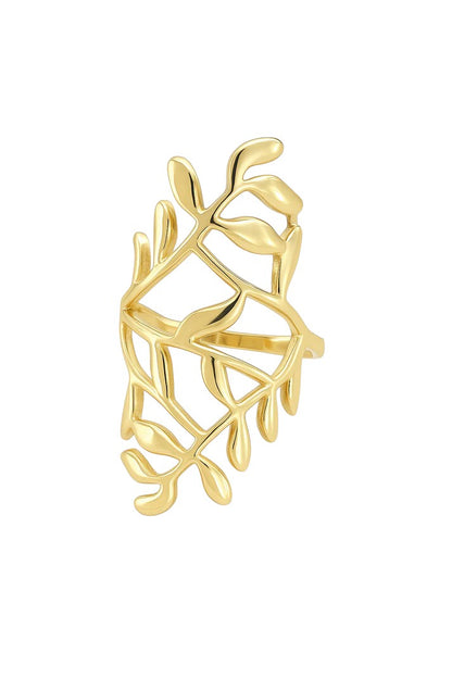 Bague dorée feuillage ajouré
