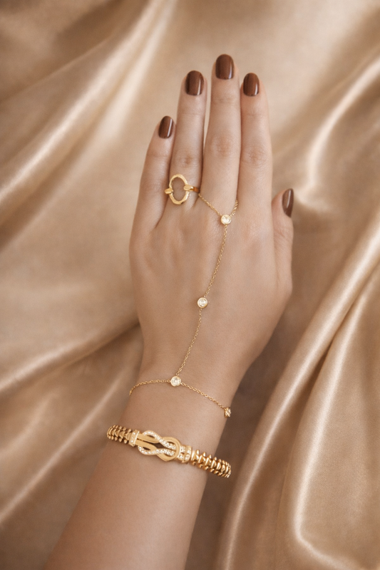 Pulsera con nudo brillante y diamantes de imitación