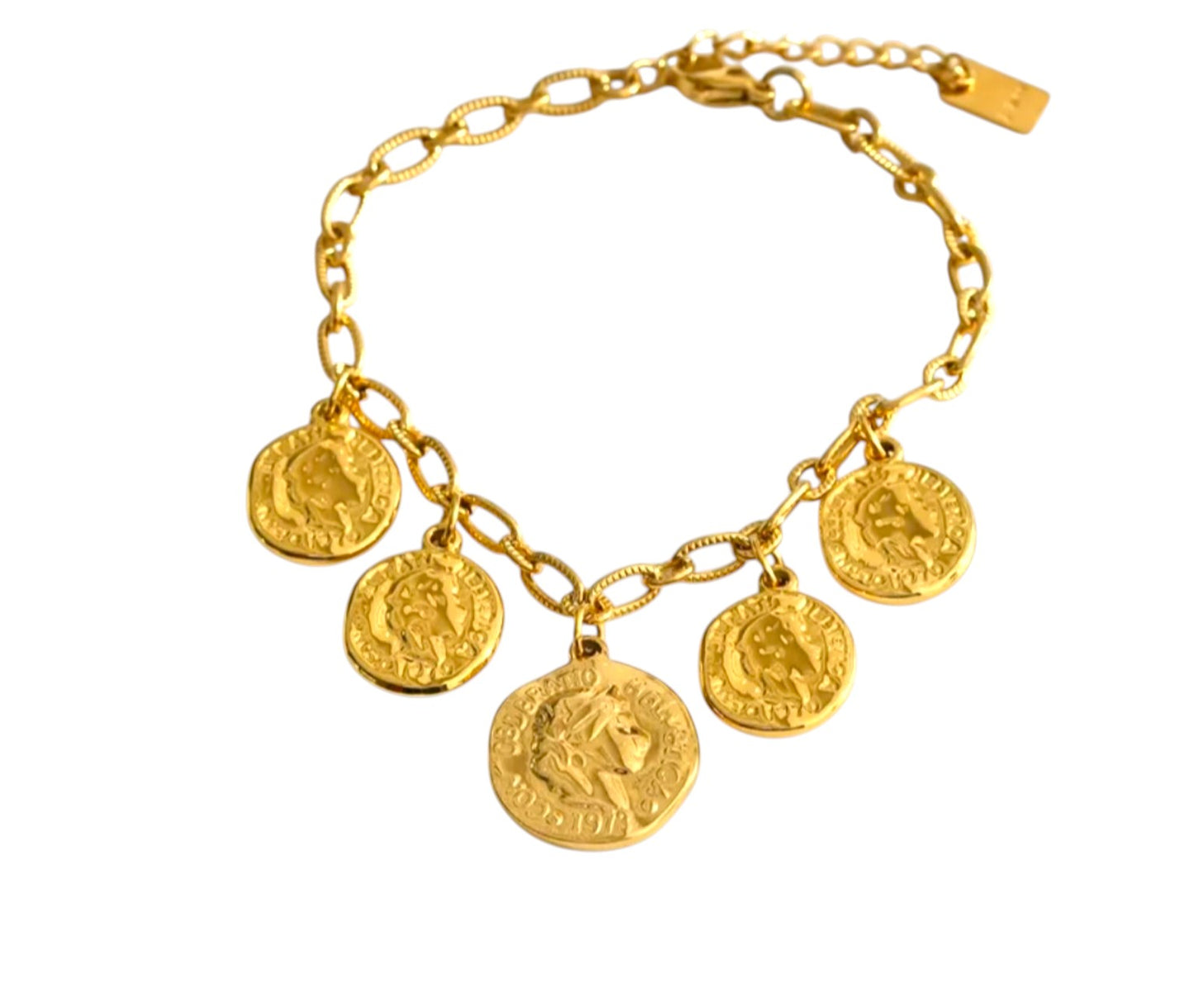 Pulsera con dije de moneda antigua