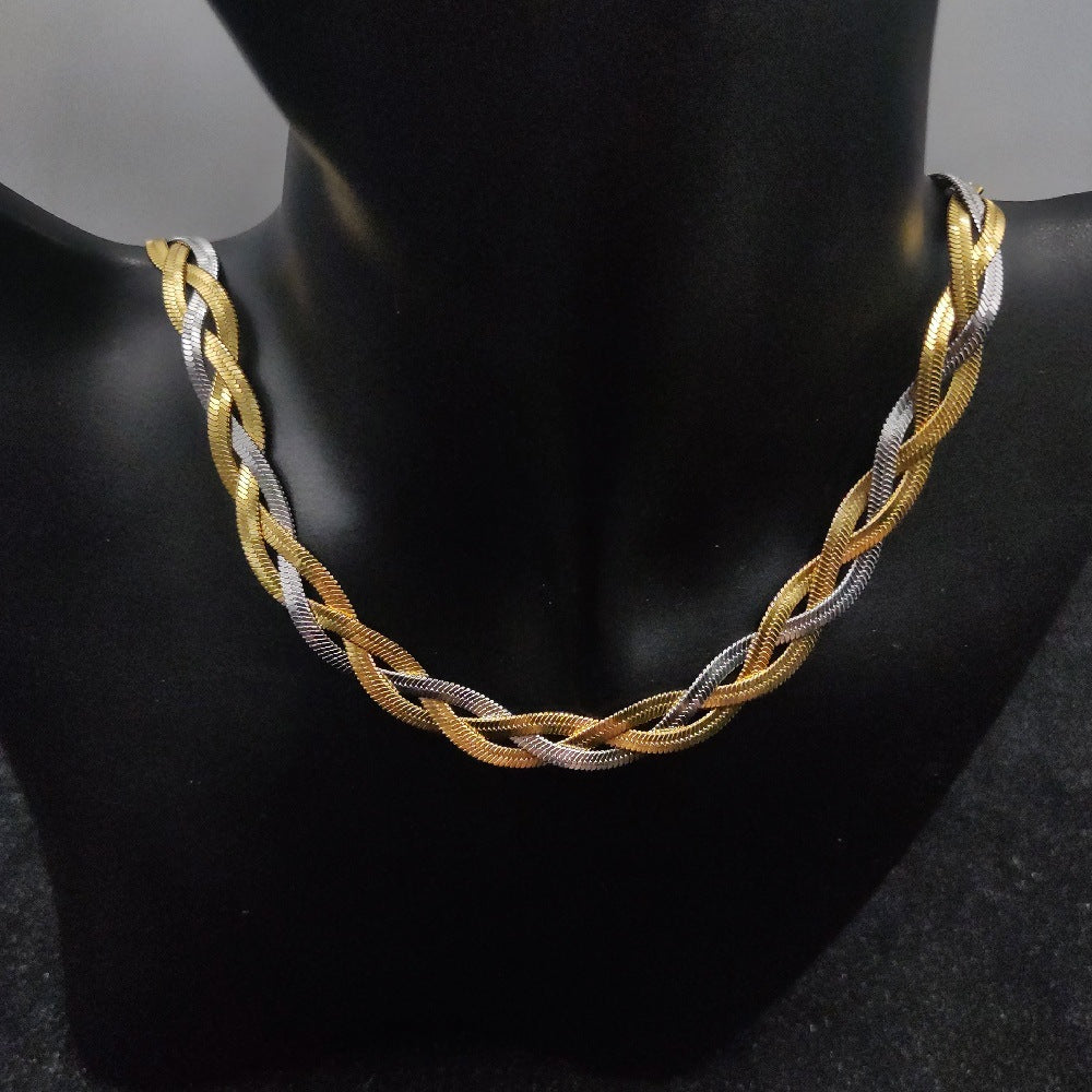 Collier Serpent  tressée Plat Triple