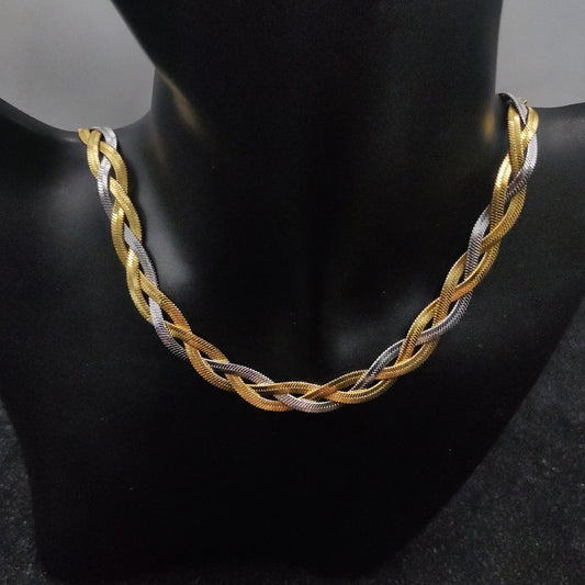Collier Serpent  tressée Plat Triple