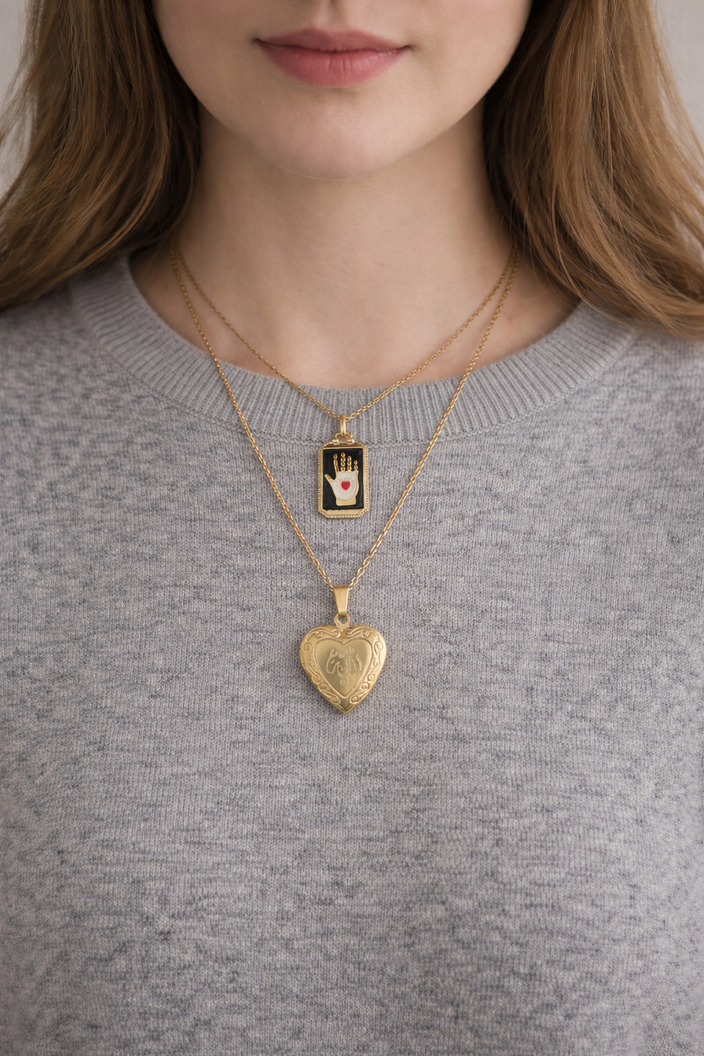 Collar de corazón de Alá - Chapado en oro de 18 quilates