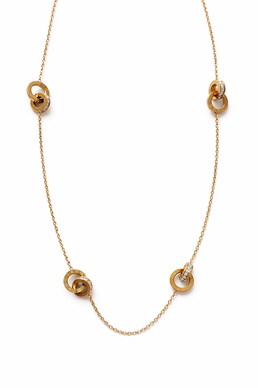 Collier Doré à Anneaux Entrelacés & Zircons