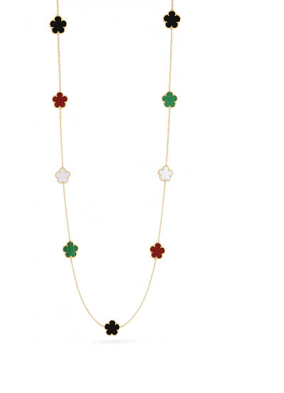 Collar largo de trébol multicolor