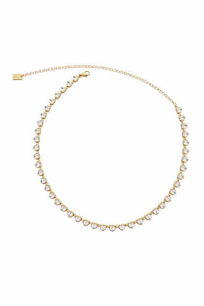 Collier Choker à Coeur avec zircons - Doré