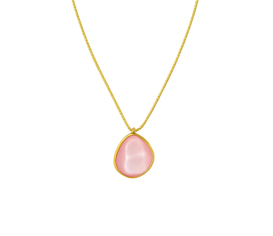 Collier Pendentif pierre rose naturelle